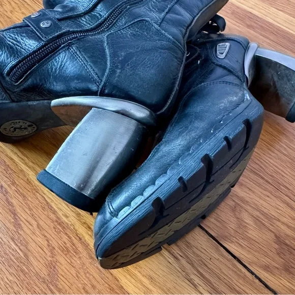 New Rock Black Leather Women's Boots with Metal Heels Size 8 - Picture 8 of 11